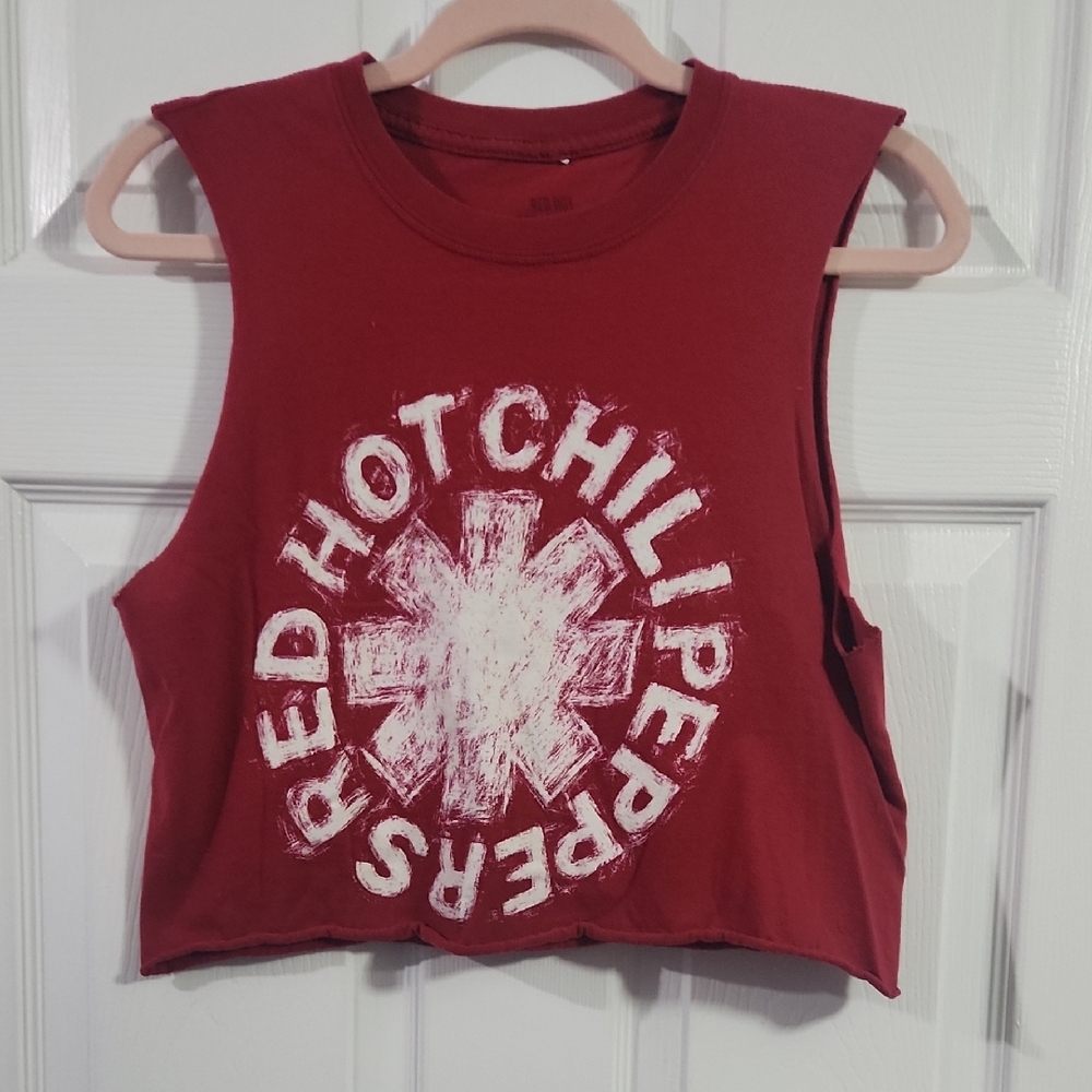 Red Graphic Tank Top for Kids - Band Logo Style